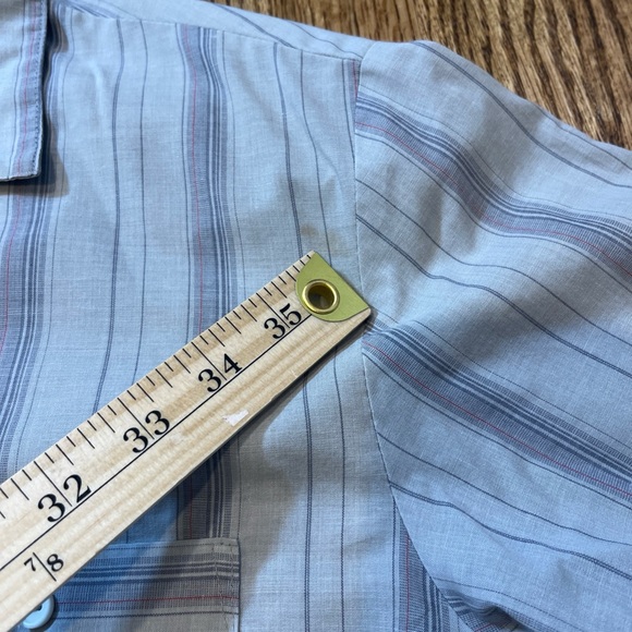 Vintage 60s Triumph of CA Men Button Up Shadow Stripe Shirt Double Pocket L Mod - Picture 6 of 9
